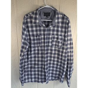 No Retreat 'Black Label' Men’s Navy and White Plaid Button-Down Shirt, Size XXL